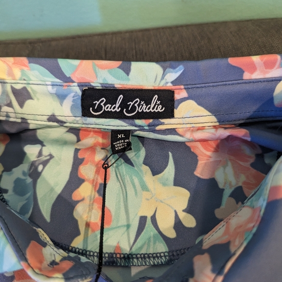 New Bad Birdie Never Lei Up Floral Golf Polo Shirt Mens Size Medium Large XL NEW - Picture 8 of 14